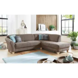 Ecksofa in Flachgewebe Taupe 257/212 cm