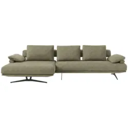 Ecksofa in Chenille Hellgr&uuml;n 168/334 cm