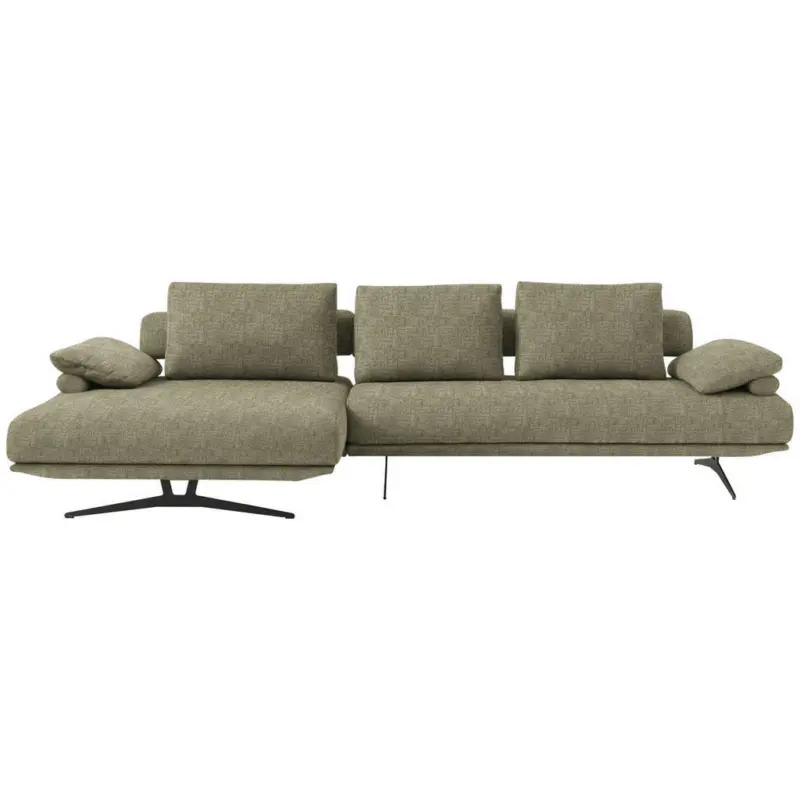Ecksofa in Chenille Hellgr&uuml;n 168/334 cm