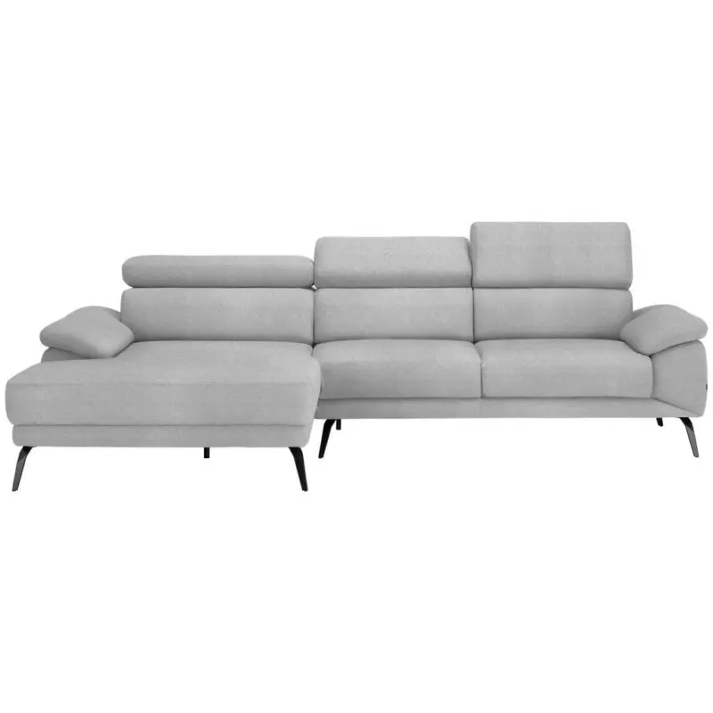 Ecksofa in Velours Hellgrau 187/295 cm