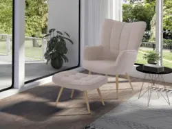 Sesselset Uta Sandfarben Webstoff