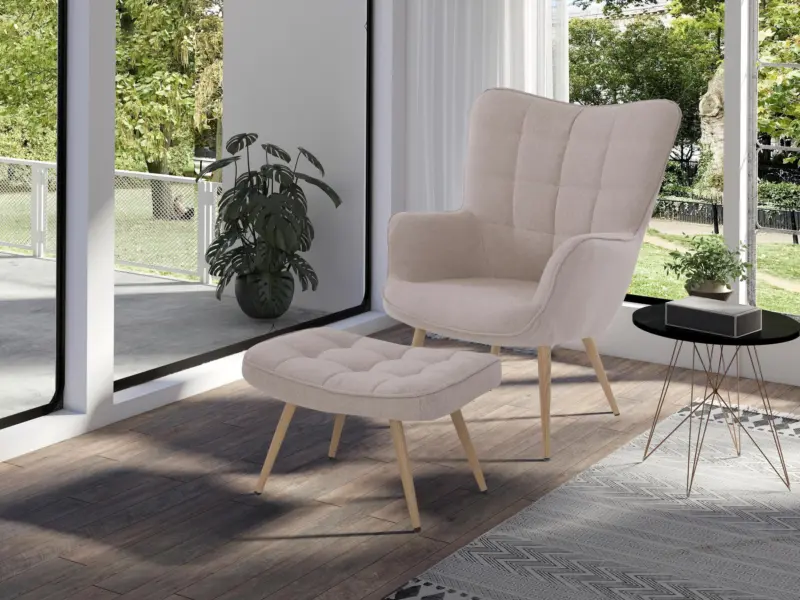 Sesselset Uta Sandfarben Webstoff