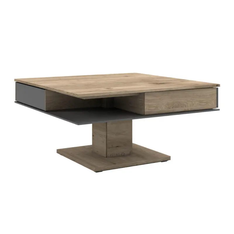 Couchtisch in Holz, Glas 90/90/46 cm