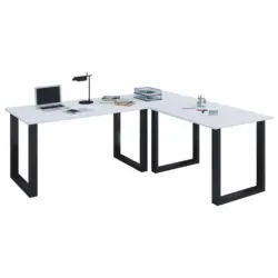 Eckschreibtisch 130/130/76 cm Schwarz, Wei&szlig;