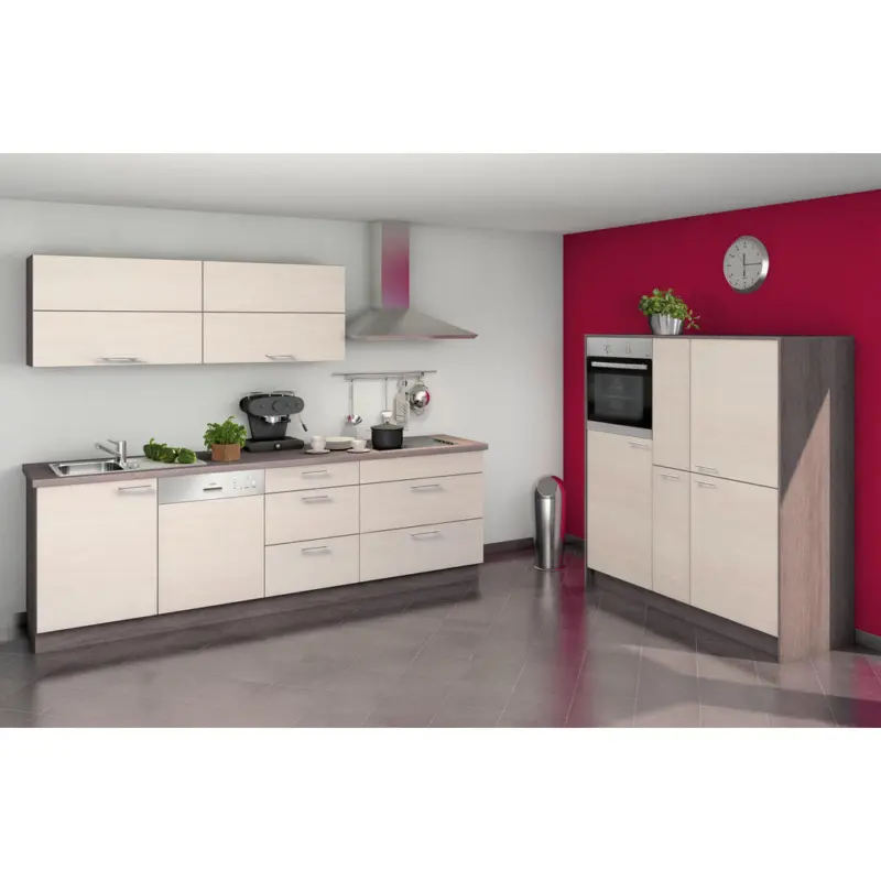 K&uuml;chenleerblock 270/153,2 cm in Eiche Bianco, Eiche grau