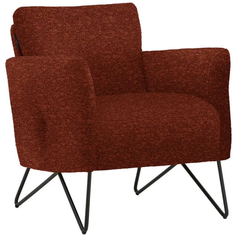 Sessel in Chenille, Mikrofaser Rostfarben
