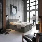 M&ouml;belix Boxbett Rosa Grau 180x200 cm mit Topper