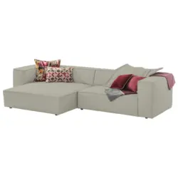 Ecksofa around the block in Echtleder Wei&szlig; 164/300 cm