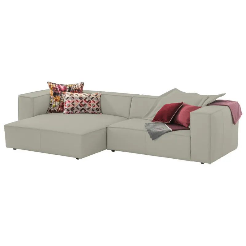 Ecksofa around the block in Echtleder Wei&szlig; 164/300 cm