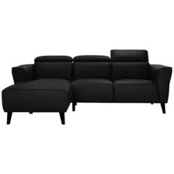 Ecksofa in Echtleder Schwarz 173/223 cm