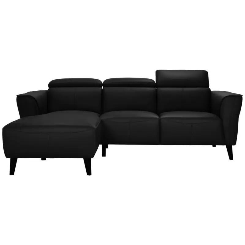 Ecksofa in Echtleder Schwarz 173/223 cm