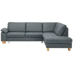 Ecksofa in Echtleder Blaugrau 274/235 cm