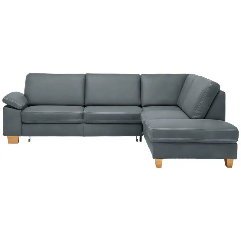Ecksofa in Echtleder Blaugrau 274/235 cm