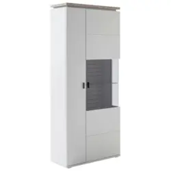 Vitrine in Grau, Eichefarben