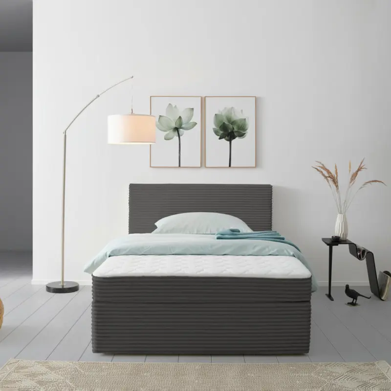 Boxbett 140/200 cm in Grau