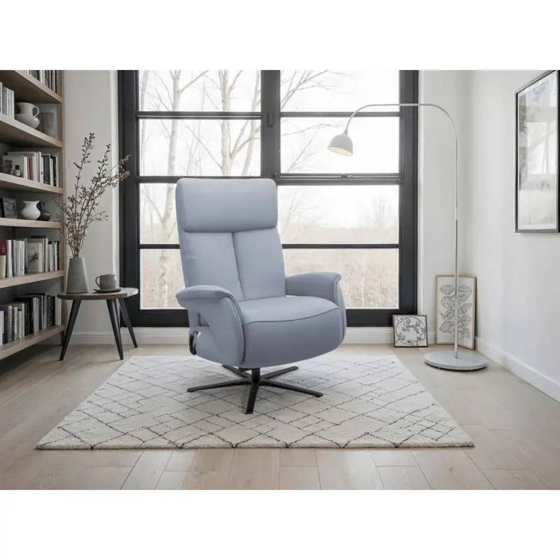 Relaxsessel in Leder Graublau