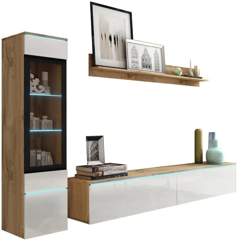 WOHNWAND VERA | EICHE WOTAN/WEISS HG.