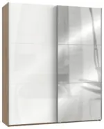 m&ouml;max Schwebet&uuml;renschrank Level 36D ca. 200 cm Wei&szlig;/Eiche Dekor