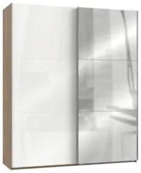Schwebet&uuml;renschrank Level 36D ca. 200 cm Wei&szlig;/Eiche Dekor