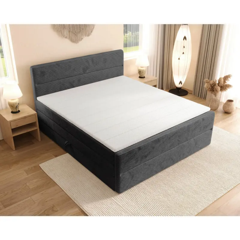 Boxspringbett 200/200 cm in Dunkelgrau