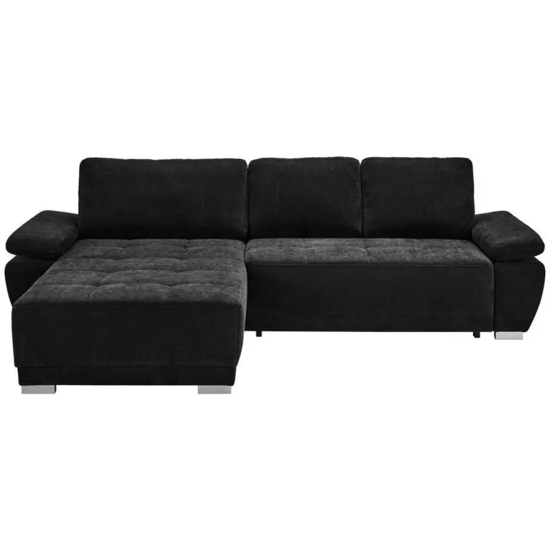 Ecksofa in Chenille Schwarz