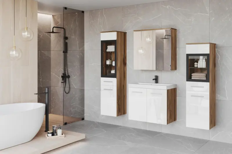 Badm&ouml;bel-Set 5-tlg. Madrit mit LED ca. 120 cm Wei&szlig;