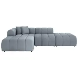 Ecksofa in Webstoff Blau 178/289 cm