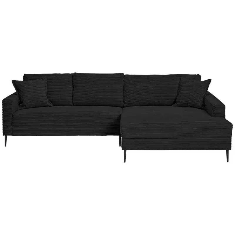 Ecksofa in Cord Schwarz 276/173 cm