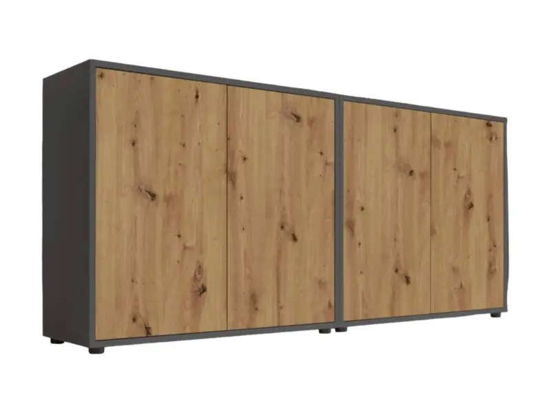 Sideboard Mailand Set 2 Anthrazit/Eiche