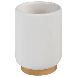 Zahnputzbecher Holz, Keramik