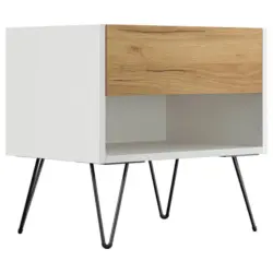 Nachttisch 51,2/50/35,6 cm in Wei&szlig;, Eichefarben