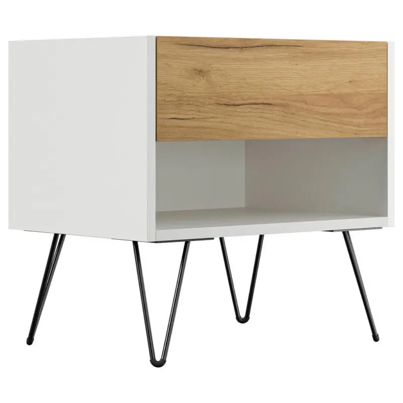 Nachttisch 51,2/50/35,6 cm in Wei&szlig;, Eichefarben