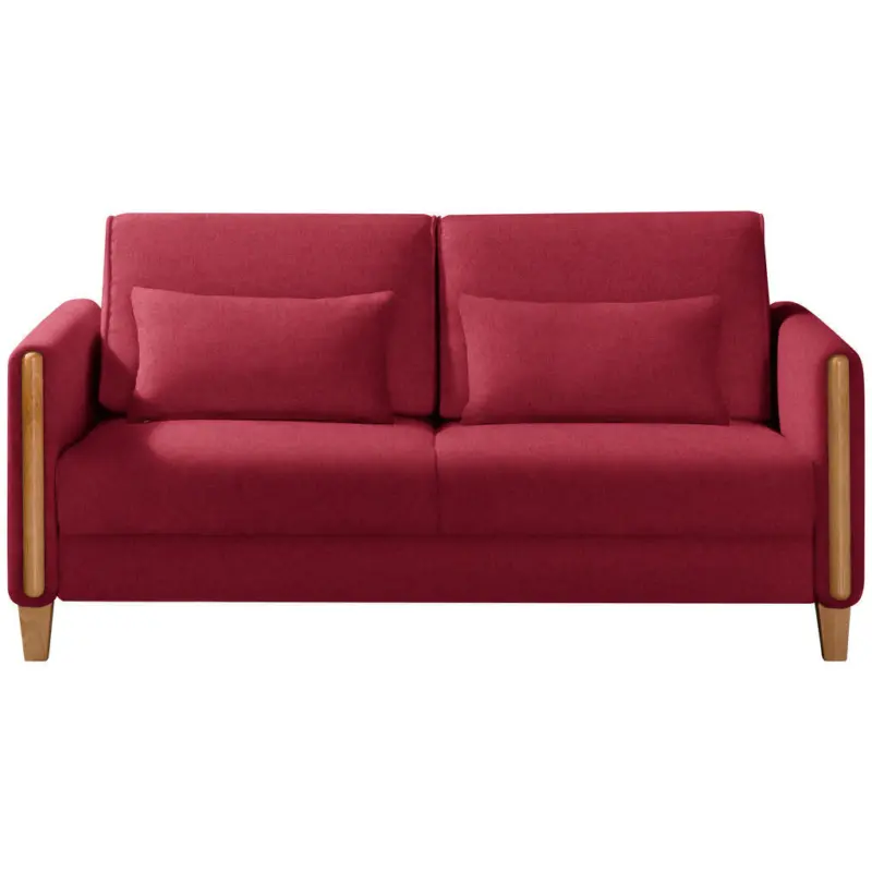 Schlafsofa in Flachgewebe Rot, Buchefarben