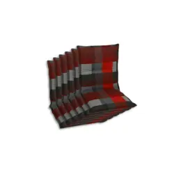 Sesselauflagenset in Grau, Rot, Dunkelgrau Karo
