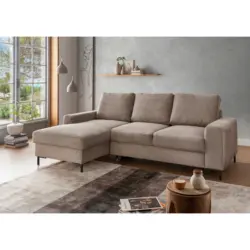 Eckschlafsofa in Cord Graubraun