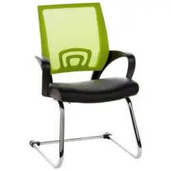 Besucherstuhl in Lederlook, Netzbespannung Gr&uuml;n, Schwarz