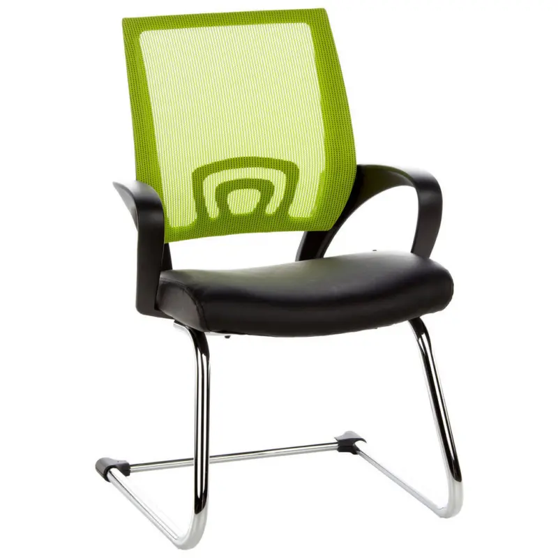 Besucherstuhl in Lederlook, Netzbespannung Gr&uuml;n, Schwarz