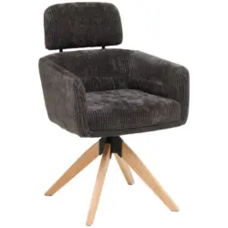 Armlehnstuhl in Holz, Metall, Textil Anthrazit