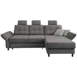Ecksofa in Chenille Graubraun