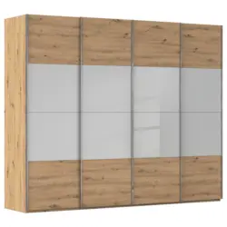 Schwebet&uuml;renschrank in Eiche Artisan, Seidengrau