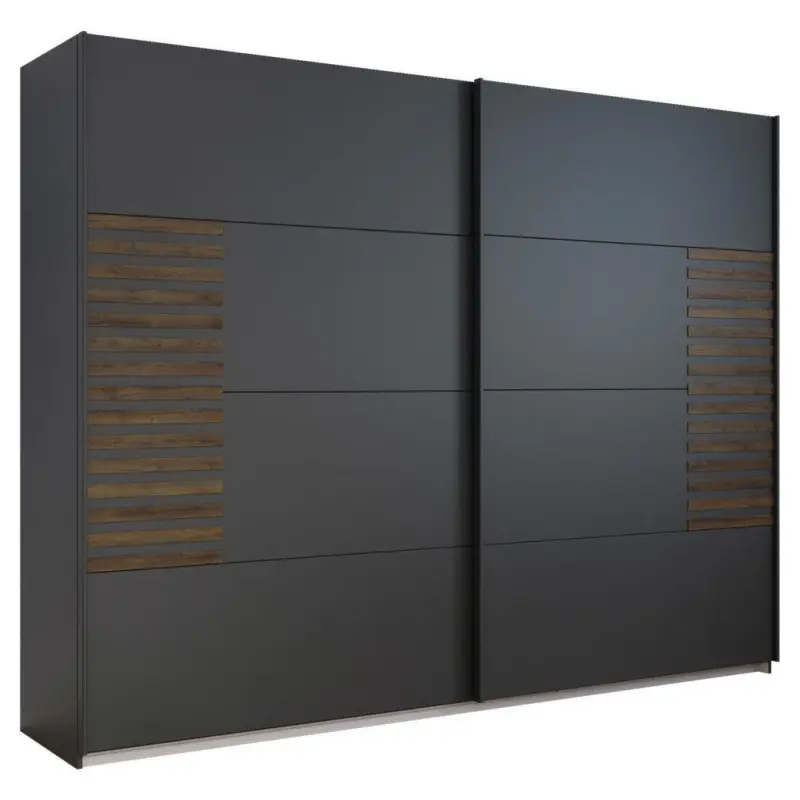 Schwebet&uuml;renschrank in Dunkelgrau, Eiche dunkel