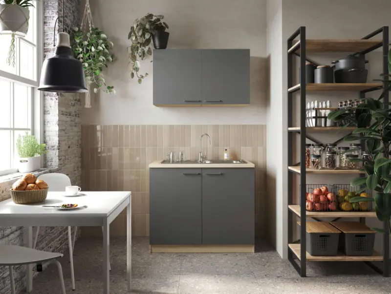 Minik&uuml;che Merle B: ca. 100cm Grau/Eichefarben