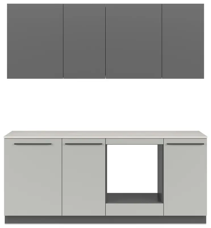 K&uuml;chenblock Milino o. E-Ger&auml;te Grau