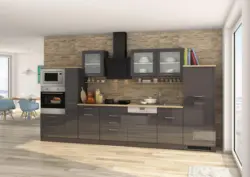 K&uuml;chenblock Mailand m. Ger&auml;ten Graphitfarben