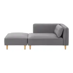 Sofa Fanny Dunkelgrau Leinenoptik mit Hocker