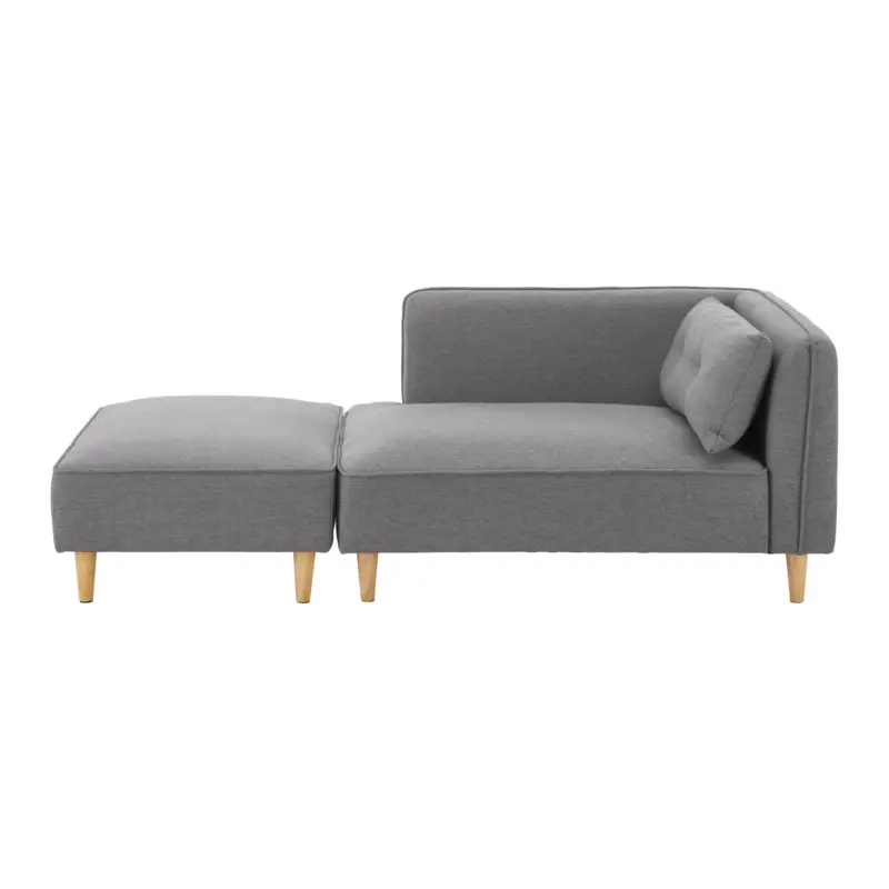 Sofa Fanny Dunkelgrau Leinenoptik mit Hocker