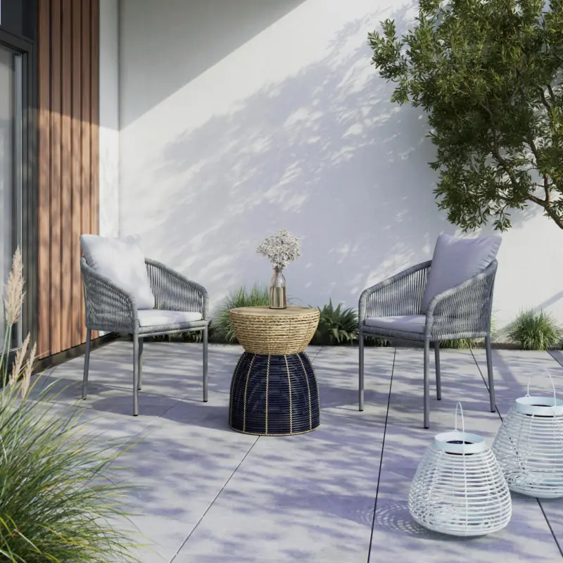 Gartensessel-Set 2-er Set Pepe Hellgrau Metall/Textil