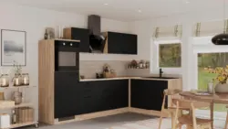 Eckk&uuml;che Capri Schwarz/Eichefarben