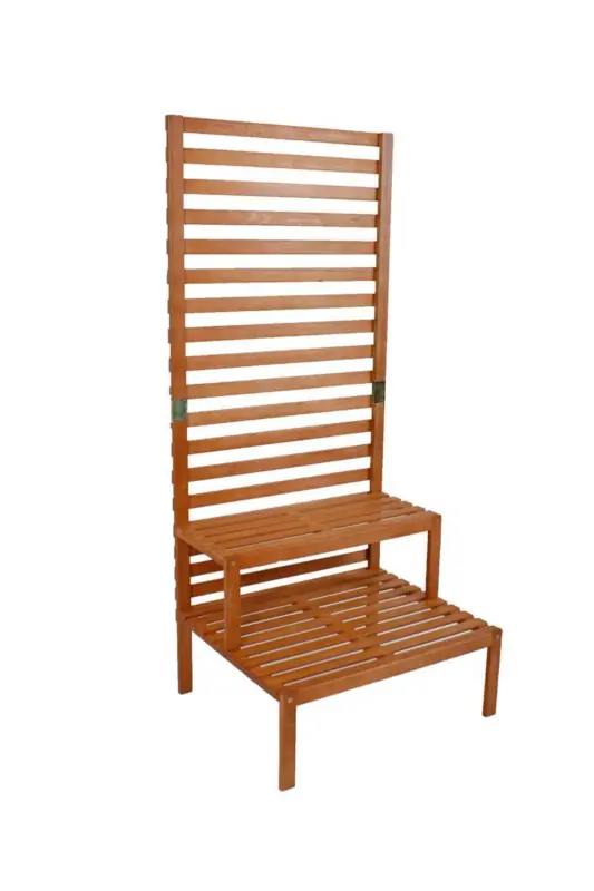 Sichtschutz mit Pflanztreppe ca.76x180x66cm Eukalyptusholz