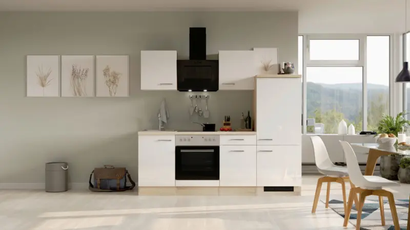 K&uuml;chenblock Valero mit Ger&auml;ten Eiche/Wei&szlig; B: ca. 220 cm